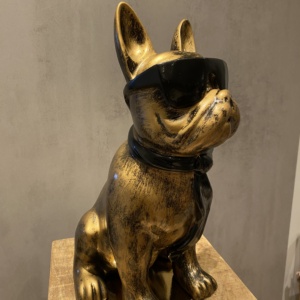 Bulldog Zit met Bril 40cm