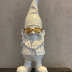 Tuinkabouter met zonnenbril Wit