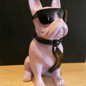 Franse Bulldog Zit met Bril Lila