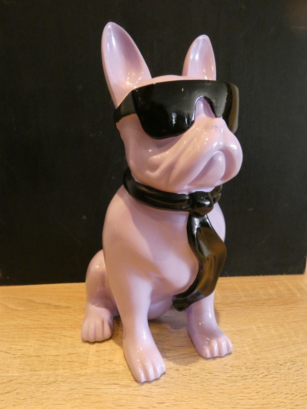 Franse Bulldog Zit met Bril Lila