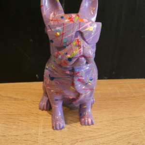 Franse Bulldog Zit met Bril 18cm Lila Spat