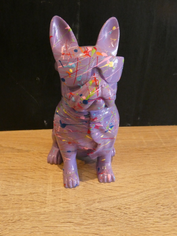 Franse Bulldog Zit met Bril 18cm Lila Spat